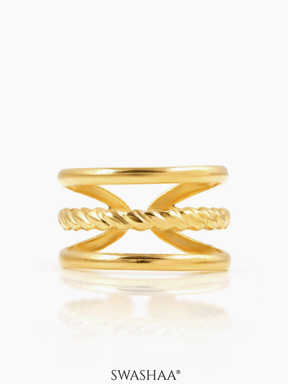 Gigi Three Layers Twisted Rope 18K Gold Plated Ring