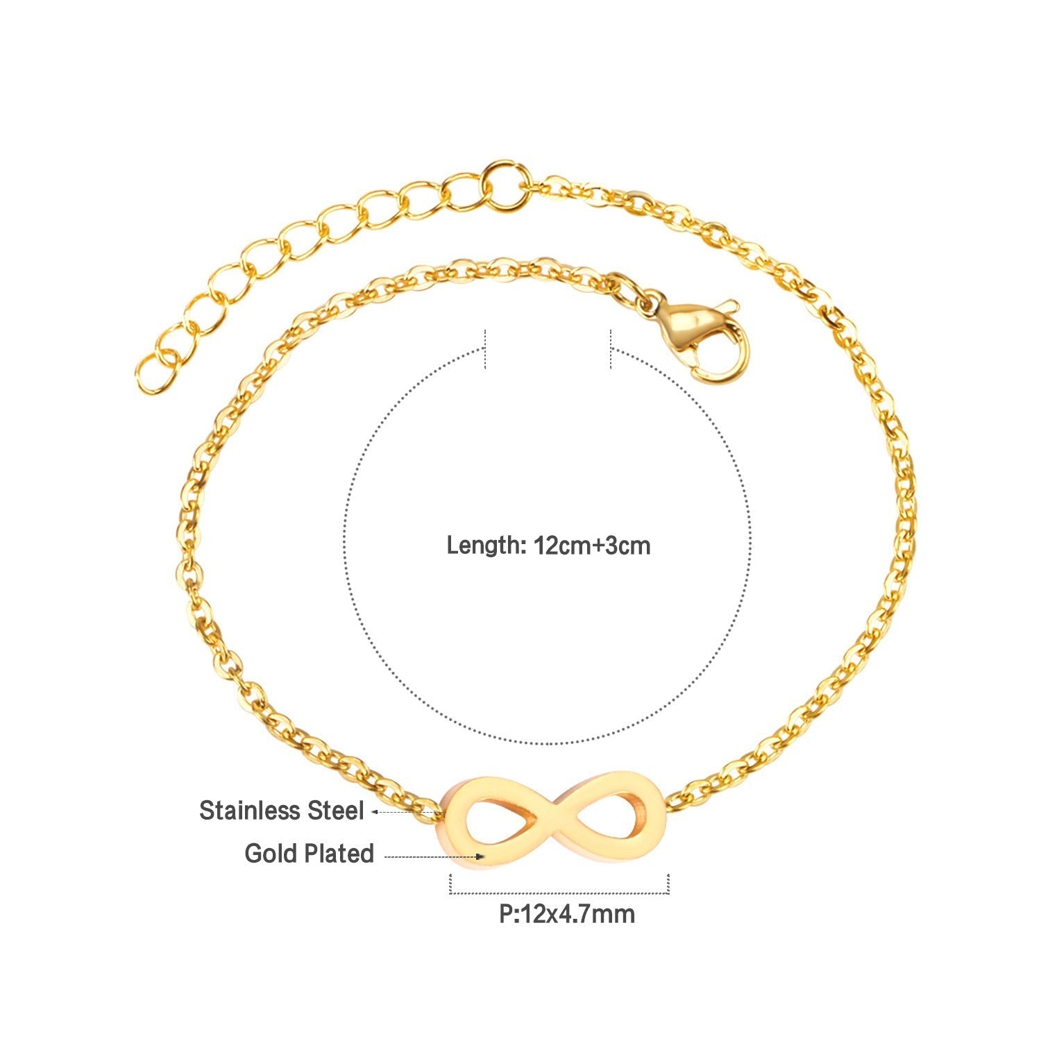 Gold Infinity 18K Gold Plated Children's Bracelet - Twisty Locks  - Kids and Women Hair Accessories, Fashion Clothing and Jewellery India