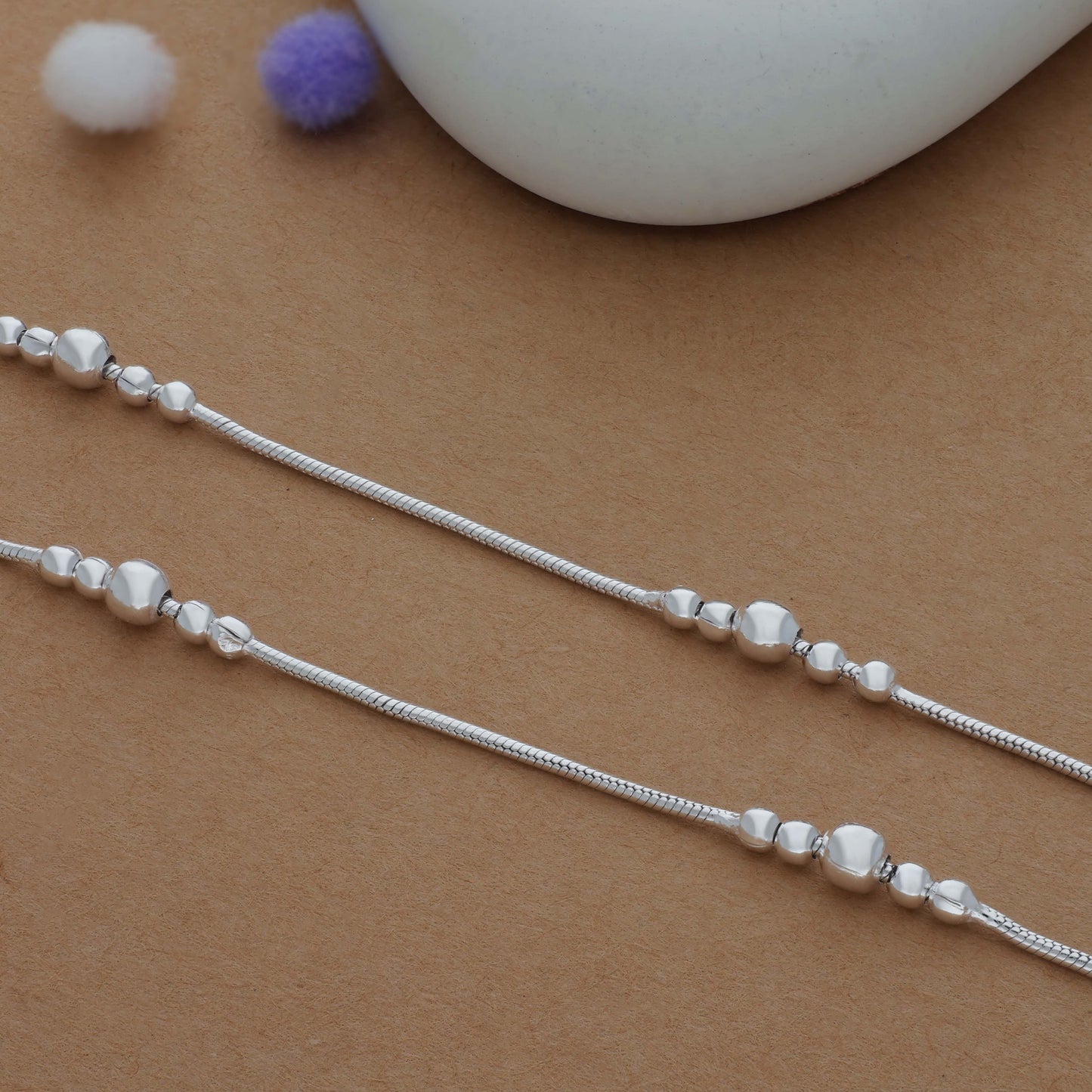 Grace Beadline Silver Women Anklet | 925 Hallmark | Daily Wear