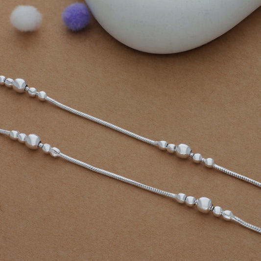Grace Beadline Silver Women Anklet | 925 Hallmark | Daily Wear