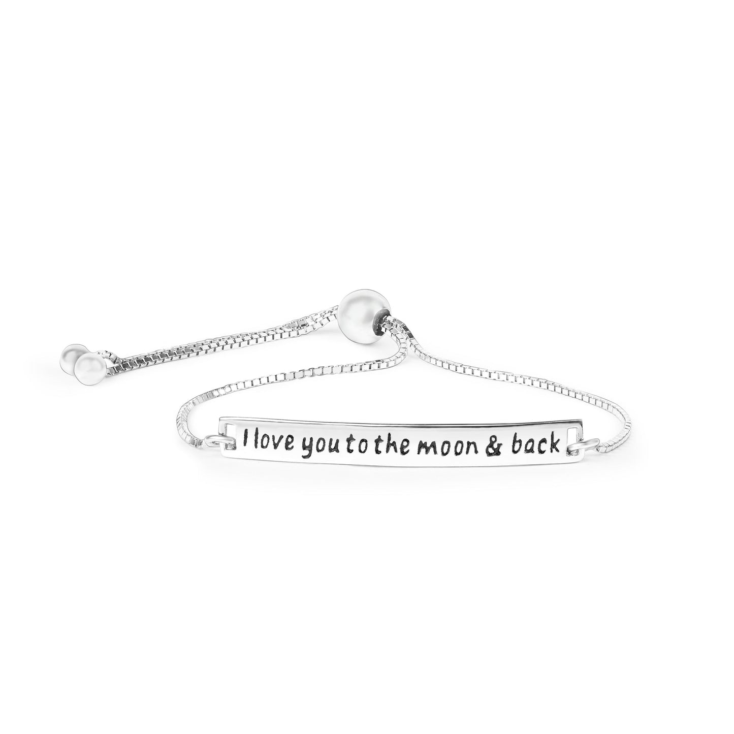 Love You to the Moon & Back Silver Bracelet