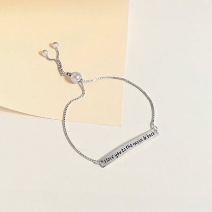 Love You to the Moon & Back Silver Bracelet