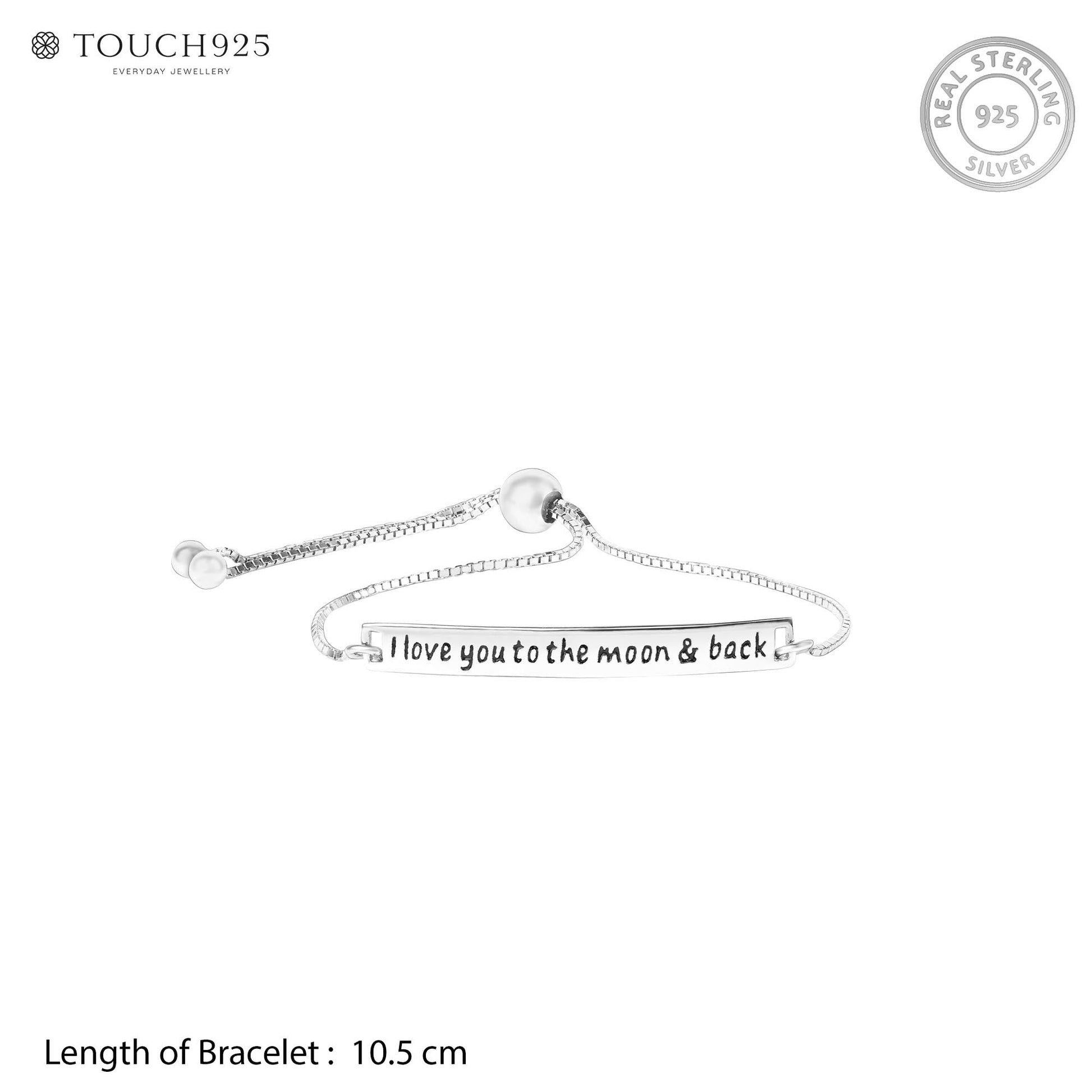 Love You to the Moon & Back Silver Bracelet