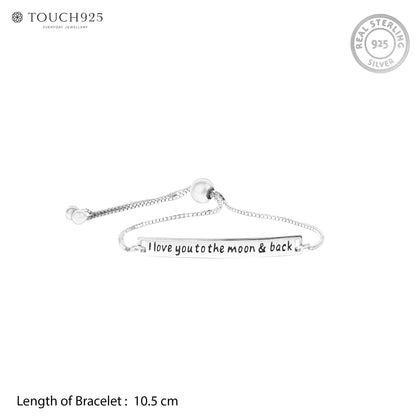 Love You to the Moon & Back Silver Bracelet