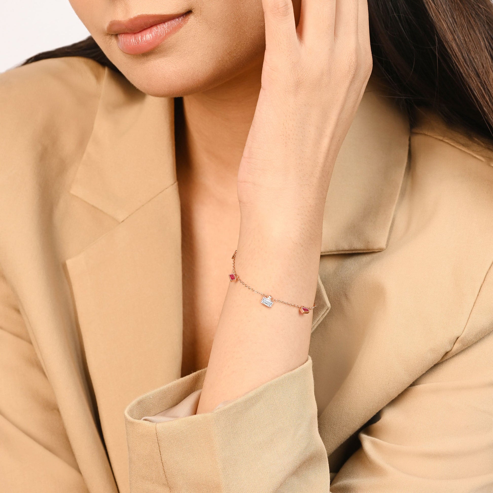 Square Accent Silver Bracelet
