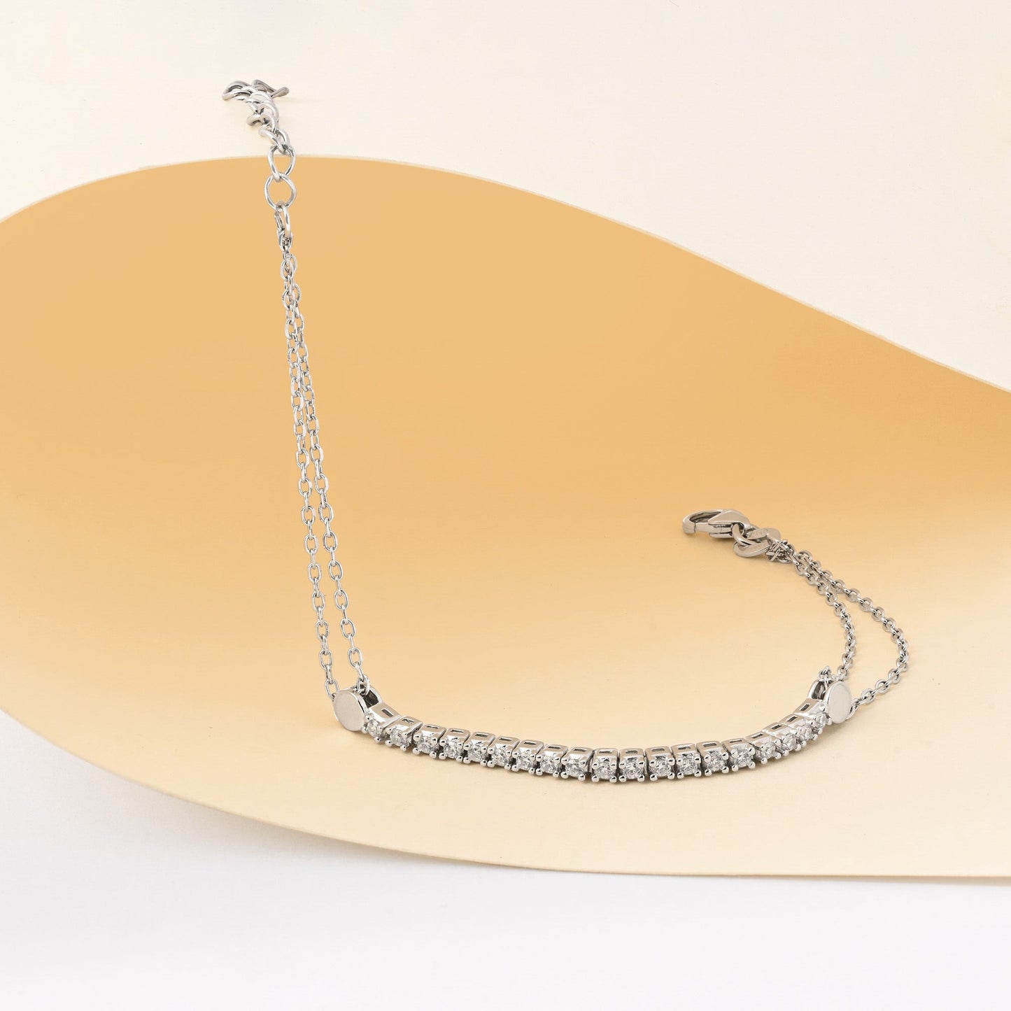 Minimal CZ Bar Silver Bracelet