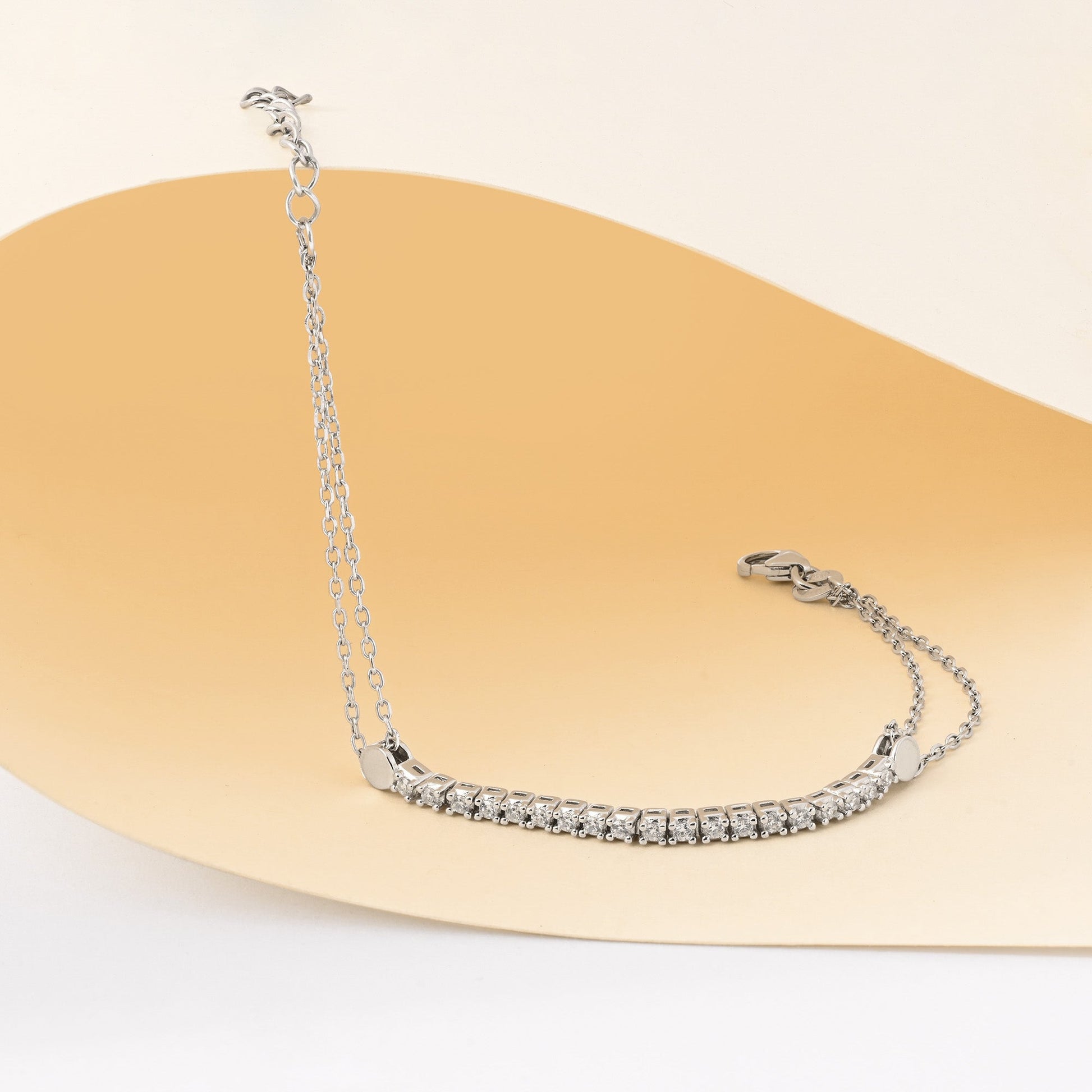 Minimal CZ Bar Silver Bracelet