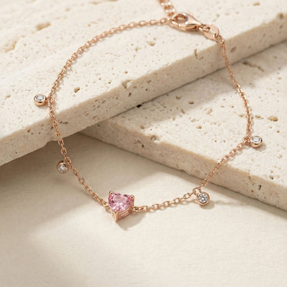 Pink Heart Silver Bracelet