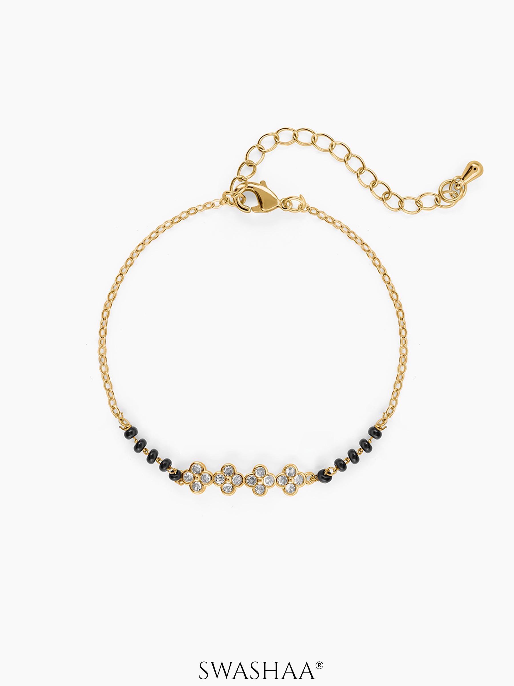 Harini Cluster Floral Motifs Charms 14K Gold Plated Mangalsutra Bracelet
