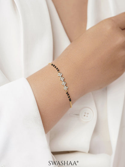 Harini Cluster Floral Motifs Charms 14K Gold Plated Mangalsutra Bracelet