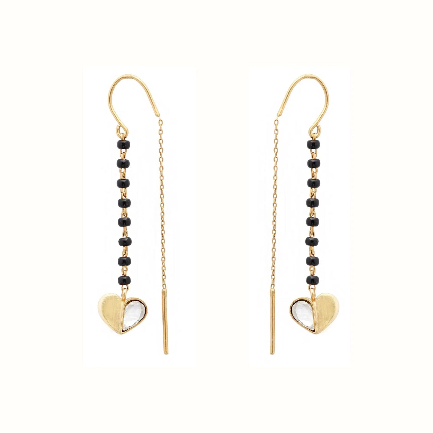 92.5 Sterling Silver Kundan Heart Mangalsutra Earring
