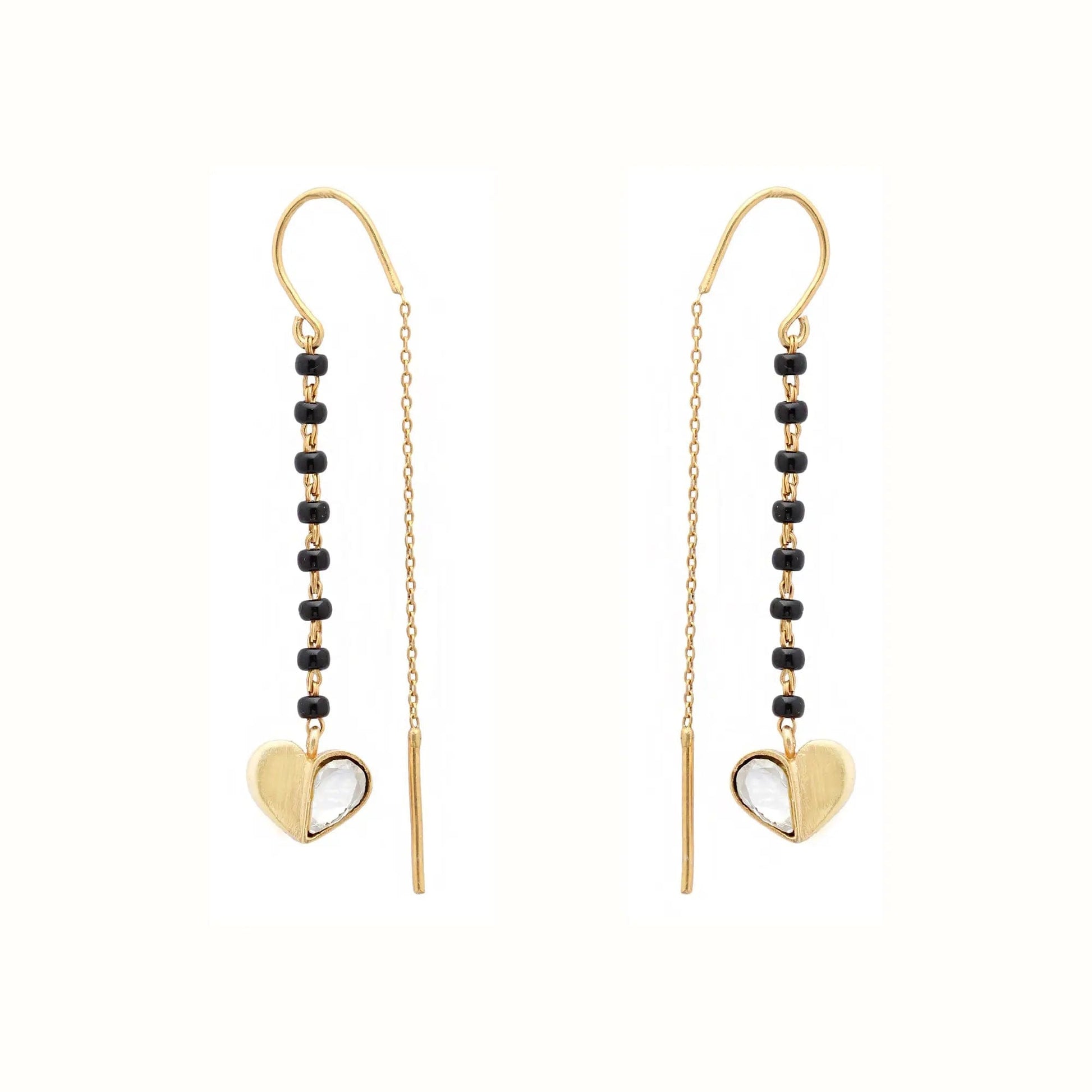 92.5 Sterling Silver Kundan Heart Mangalsutra Earring