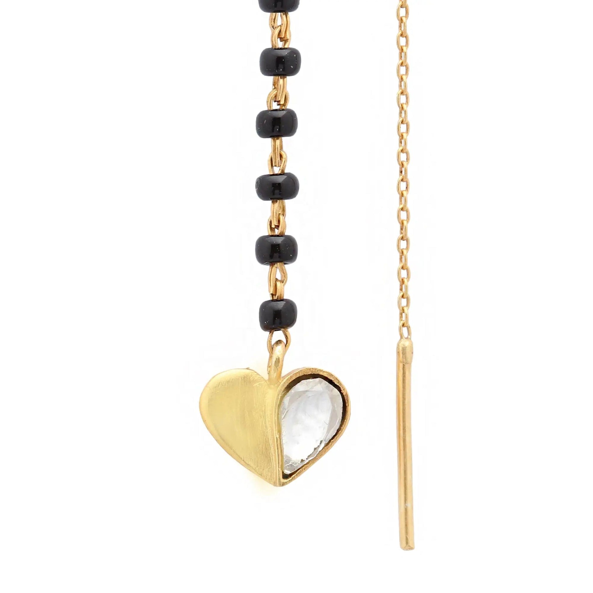 92.5 Sterling Silver Kundan Heart Mangalsutra Earring