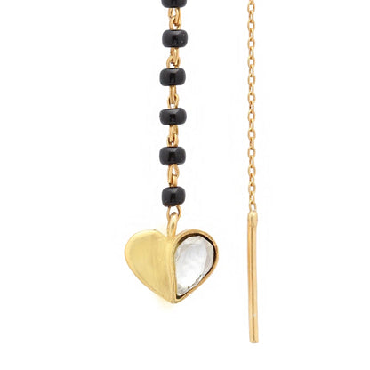 92.5 Sterling Silver Kundan Heart Mangalsutra Earring