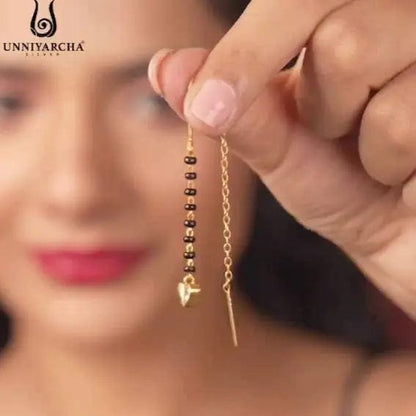 92.5 Sterling Silver Kundan Heart Mangalsutra Earring