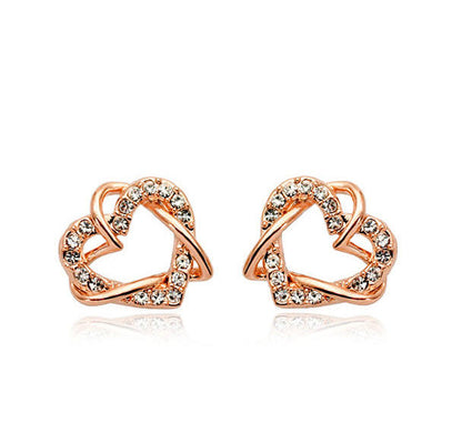 Multi Tone| Heart Shape Stud Earrings for Women and Girls, CZ Stone