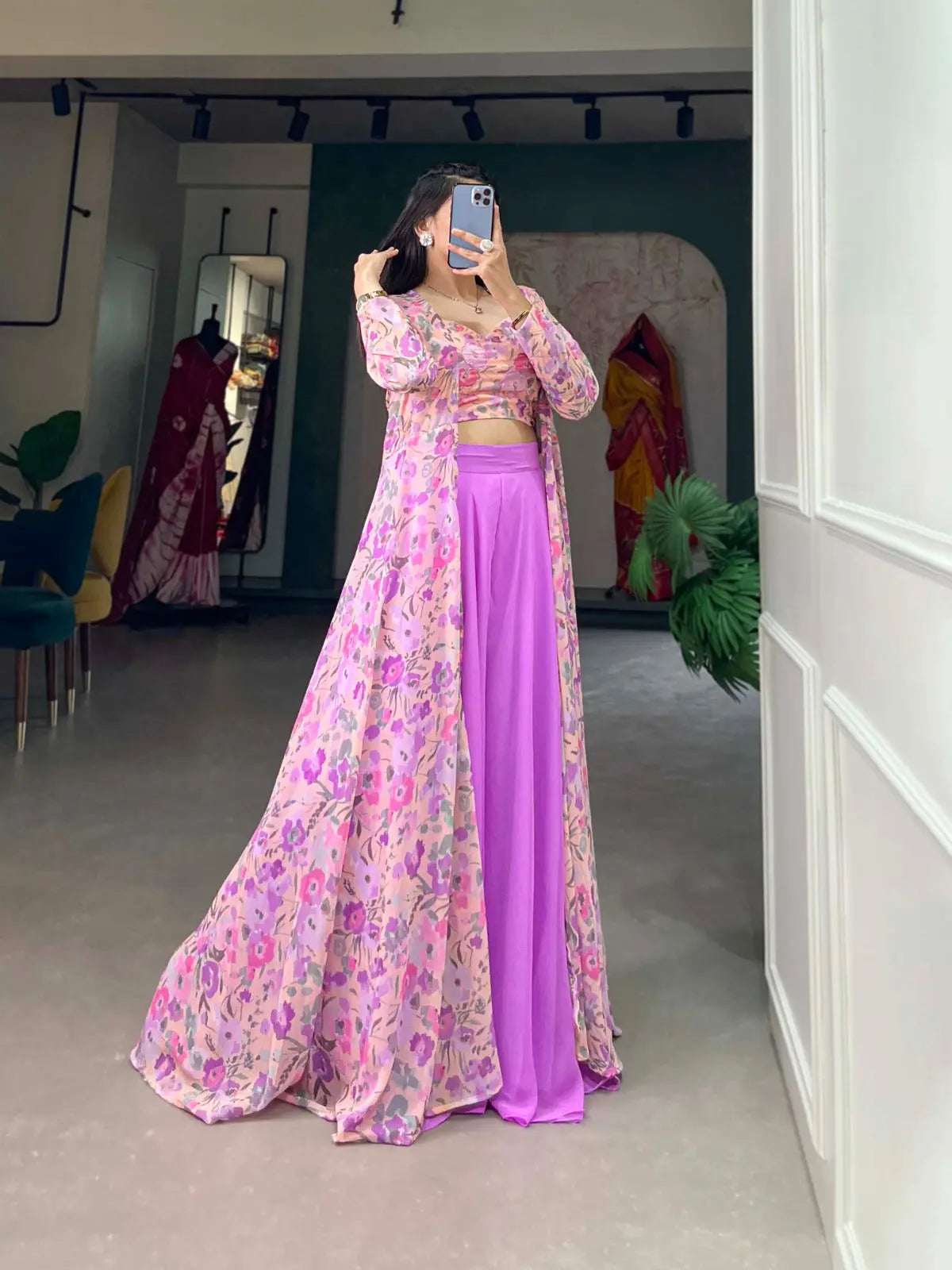 Faux Georgette Digital Print Work Shrug Palazzo Set (Fully Stitched) - Premium  from Ethenika.com - Just INR 4590! Shop now at Ethenika.com 