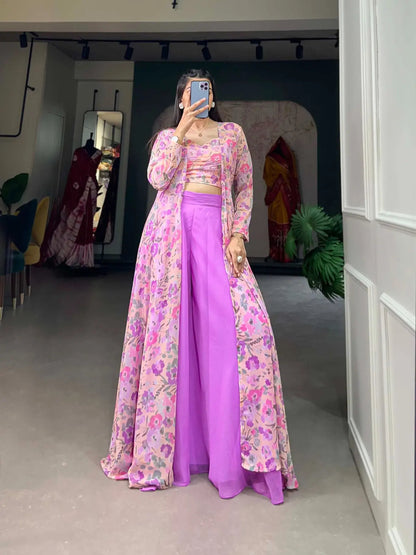 Faux Georgette Digital Print Work Shrug Palazzo Set (Fully Stitched) - Premium  from Ethenika.com - Just INR 4590! Shop now at Ethenika.com 