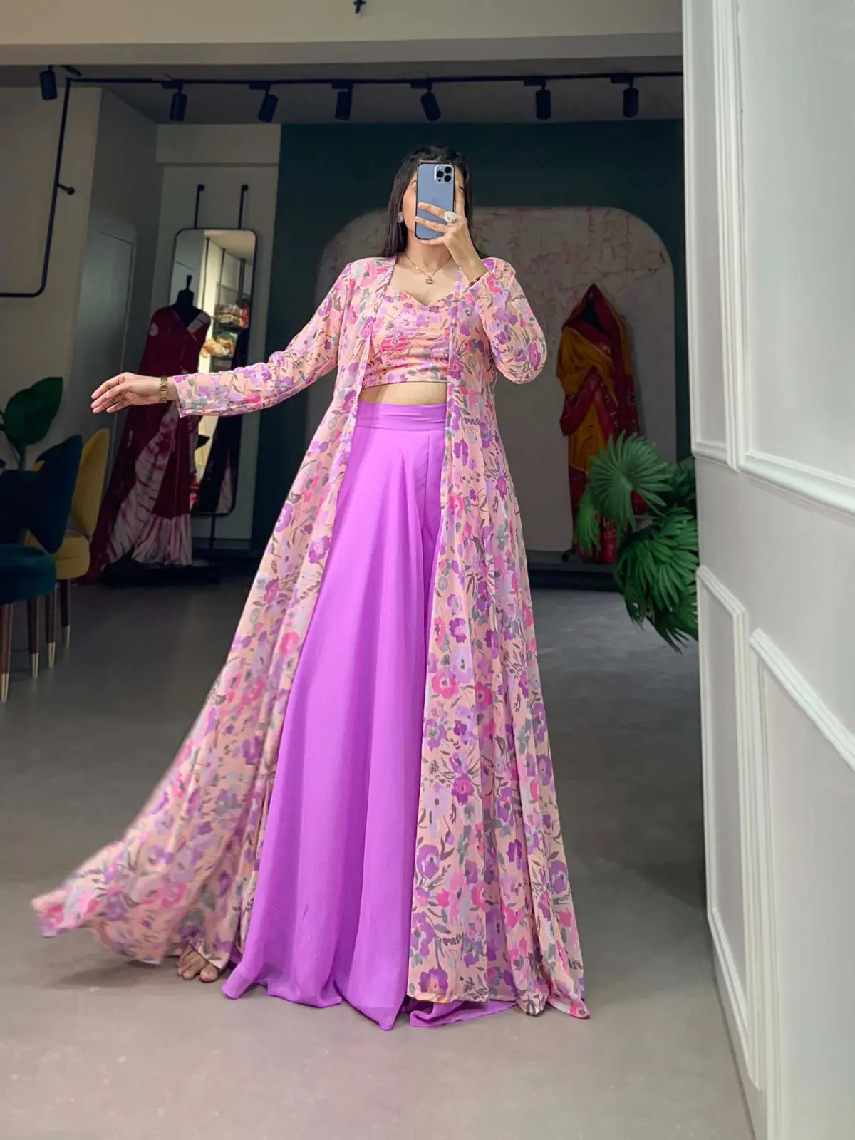 Faux Georgette Digital Print Work Shrug Palazzo Set (Fully Stitched) - Premium  from Ethenika.com - Just INR 4590! Shop now at Ethenika.com 