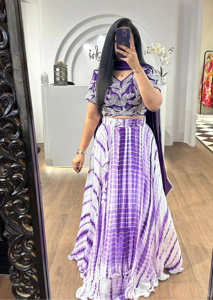Faux Georgette Shibori Print Lehenga Choli - Premium  from Ethenika.com - Just INR 2490! Shop now at Ethenika.com 