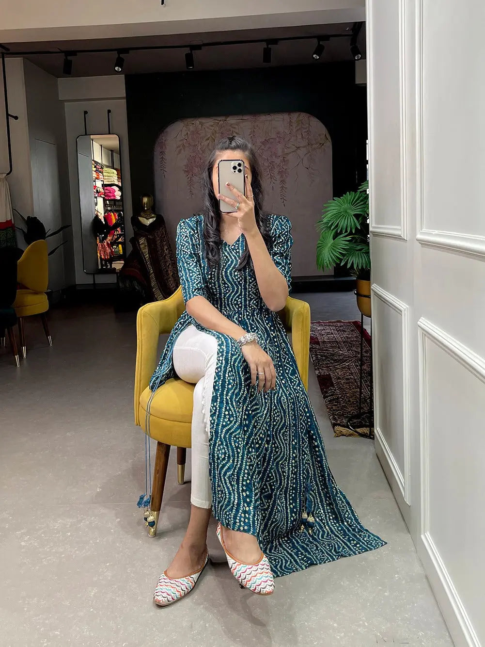 Cotton foil Printed work Bandhani Print Kurti - Premium  from Ethenika.com - Just INR 1490! Shop now at Ethenika.com 