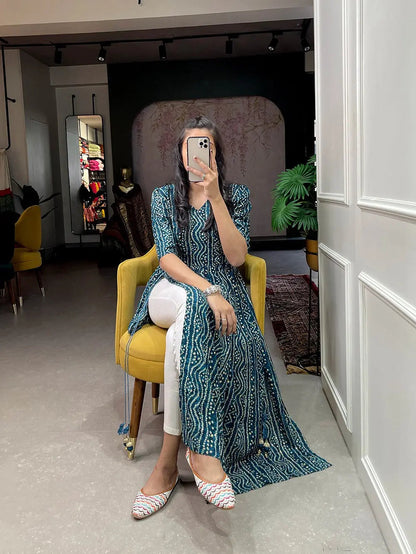 Cotton foil Printed work Bandhani Print Kurti - Premium  from Ethenika.com - Just INR 1490! Shop now at Ethenika.com 