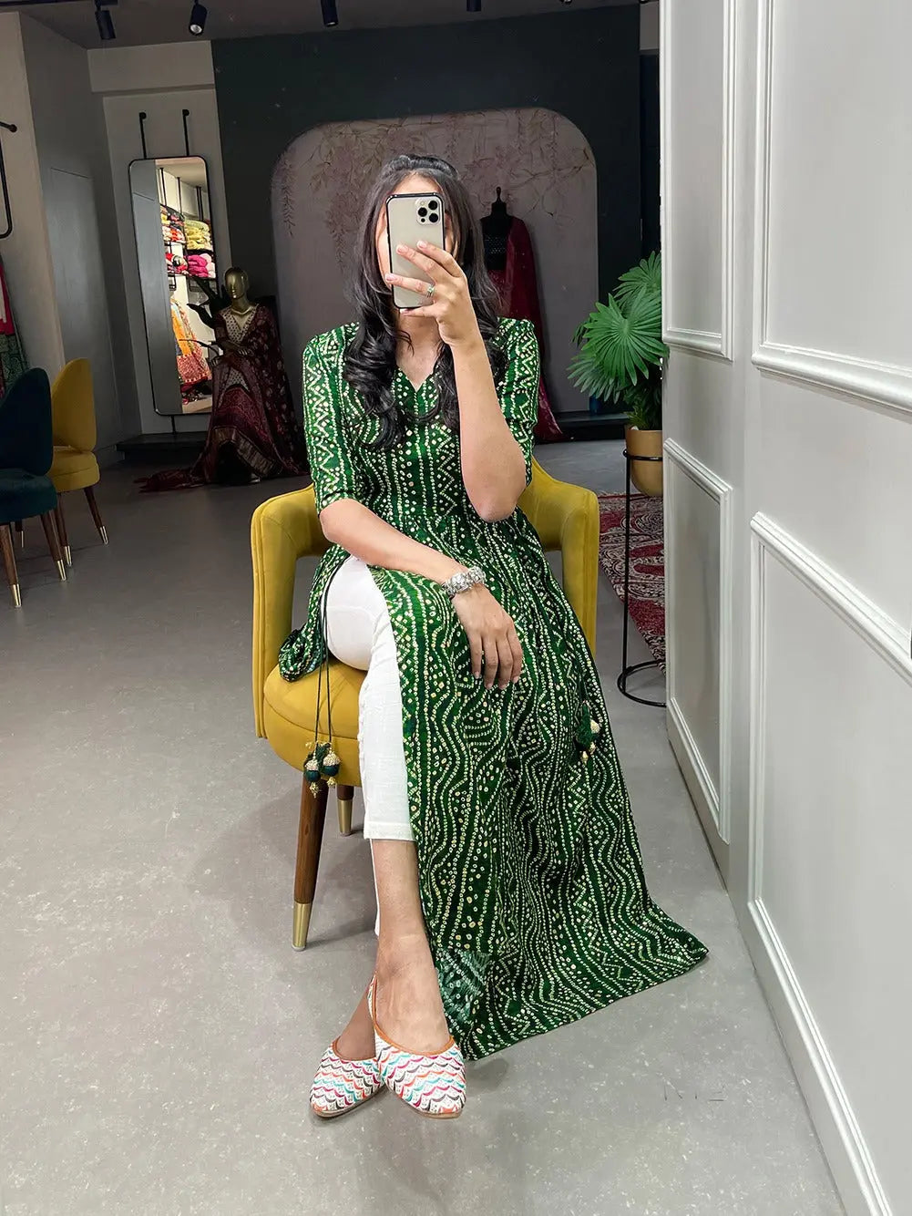 Cotton foil Printed work Bandhani Print Kurti - Premium  from Ethenika.com - Just INR 1490! Shop now at Ethenika.com 
