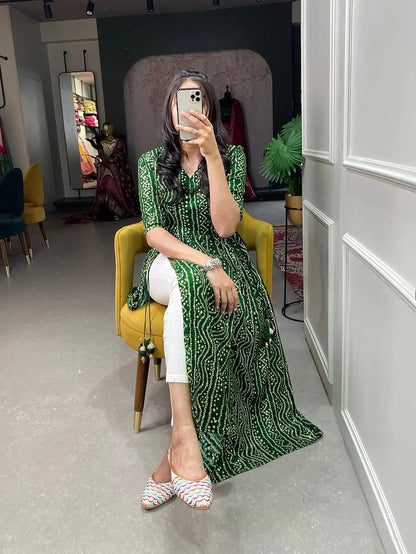 Cotton foil Printed work Bandhani Print Kurti - Premium  from Ethenika.com - Just INR 1490! Shop now at Ethenika.com 