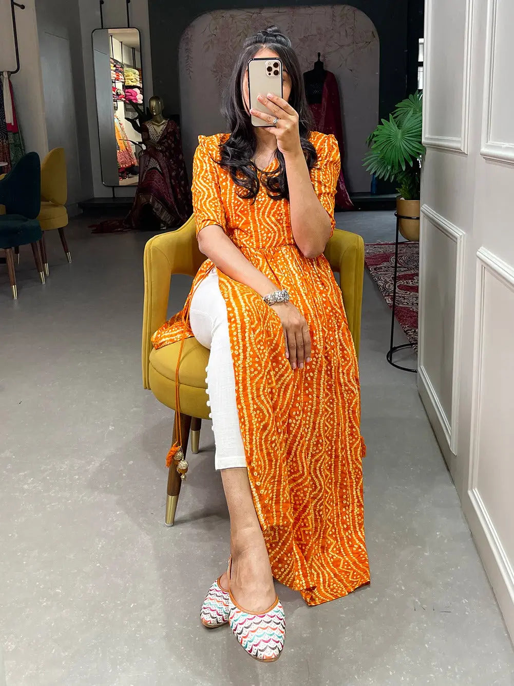 Cotton foil Printed work Bandhani Print Kurti - Premium  from Ethenika.com - Just INR 1490! Shop now at Ethenika.com 