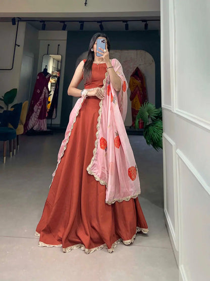 Viscose Chanderi Lehenga Choli - Premium  from Ethenika.com - Just INR 2990! Shop now at Ethenika.com 