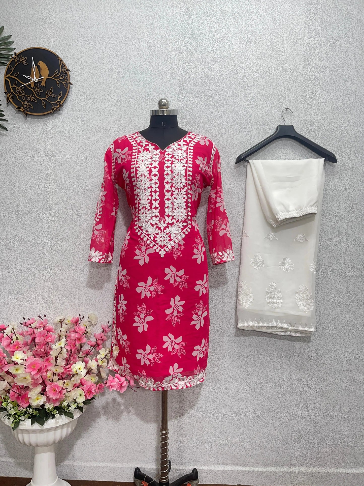 Chain Stitch work Straight Kurti Palazzo set - Premium  from Ethenika.com - Just INR 2190! Shop now at Ethenika.com 