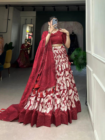 Tussar Silk Digital Print work Lehenga Choli - Premium  from Ethenika.com - Just INR 3990! Shop now at Ethenika.com 