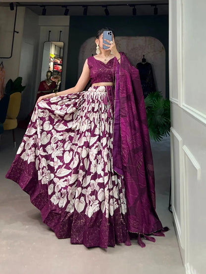 Tussar Silk Digital Print work Lehenga Choli - Premium  from Ethenika.com - Just INR 3990! Shop now at Ethenika.com 