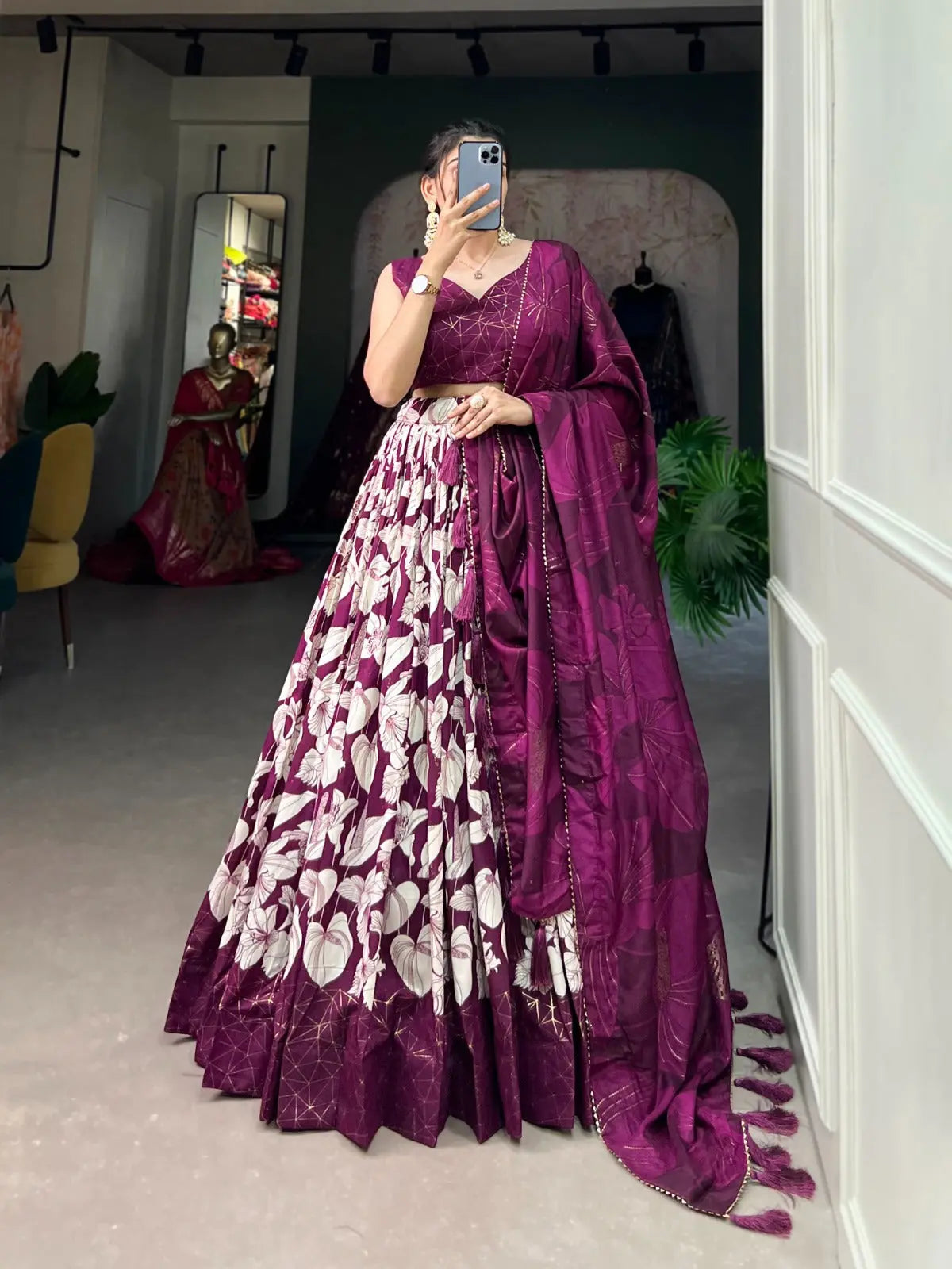 Tussar Silk Digital Print work Lehenga Choli - Premium  from Ethenika.com - Just INR 3990! Shop now at Ethenika.com 