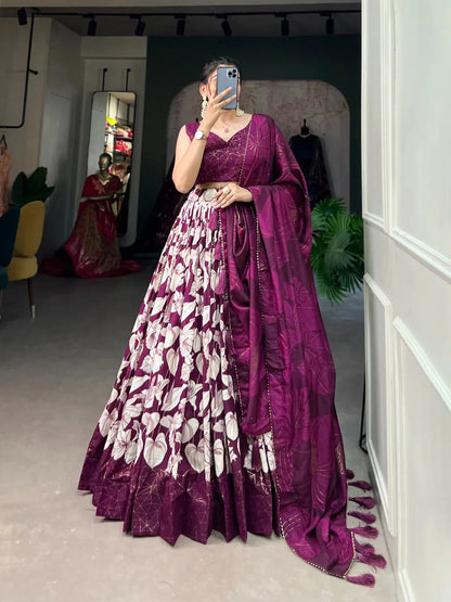 Tussar Silk Digital Print work Lehenga Choli - Premium  from Ethenika.com - Just INR 3990! Shop now at Ethenika.com 