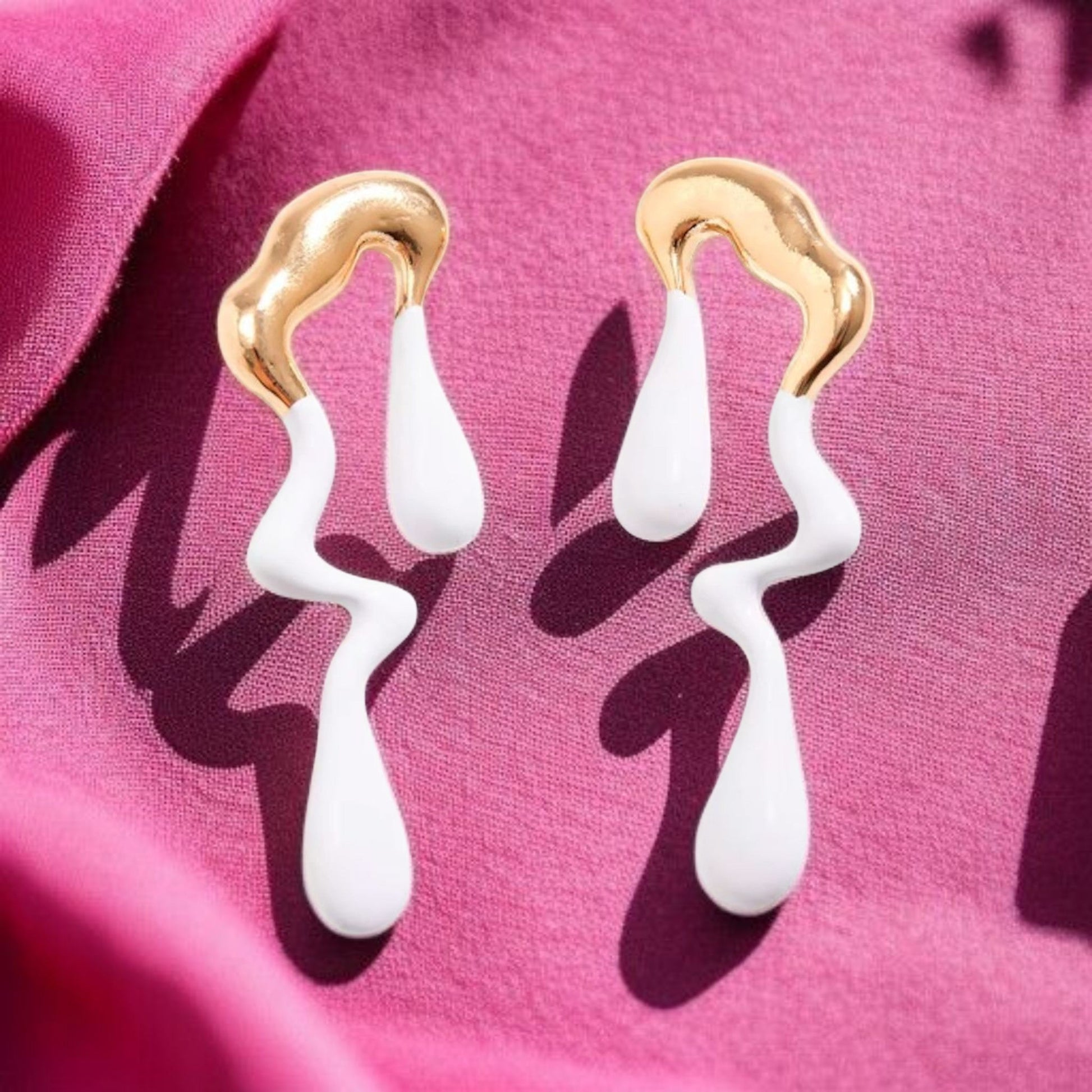 Abstract Drip Design Earrings in White Gold  Trendy and Modern Look | gift for her,gifts for womens & gilrls