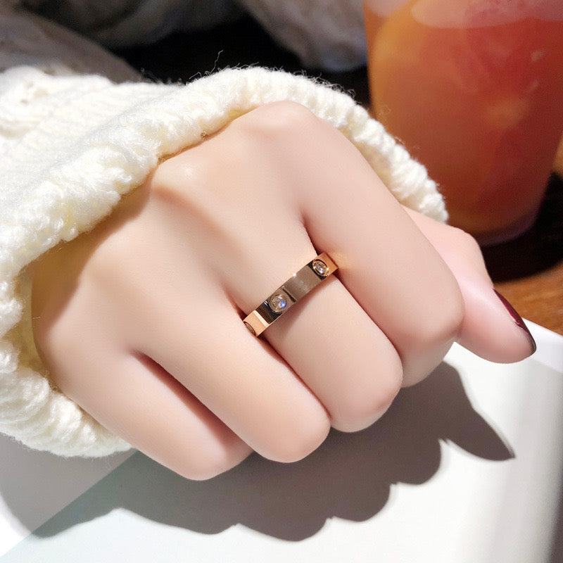 Rose Gold Crystal Studded Band Ring jltr0223
