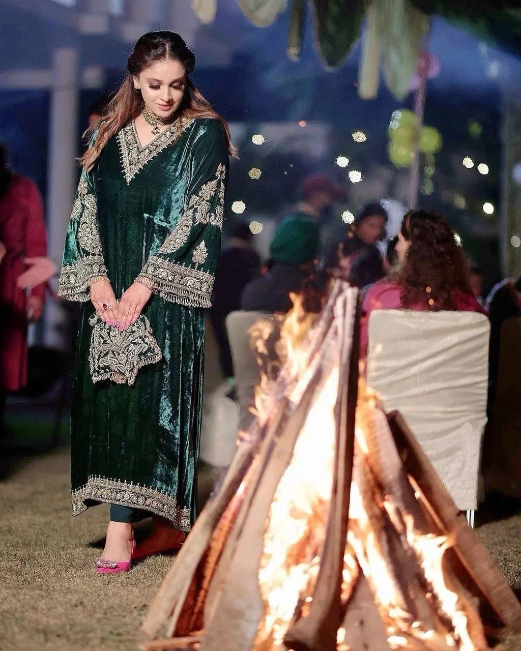 Zari Embroidery work Pakistani Velvet Kurti Pant Dupatta Set(Stitched) - Premium  from Ethenika.com - Just INR 2990! Shop now at Ethenika.com 