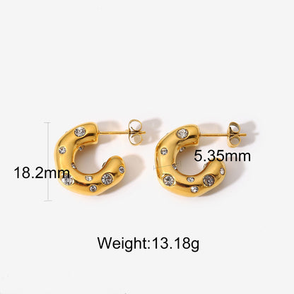 Twinkling Crystal Gold Hoop Earrings JLT11840