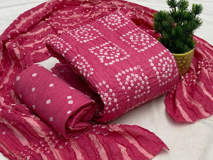Cotton Satin Self Color Hand Crafted Square Panel Bandhani Material (Unstitched) - Premium  from Ethenika.com - Just INR 1390! Shop now at Ethenika.com 