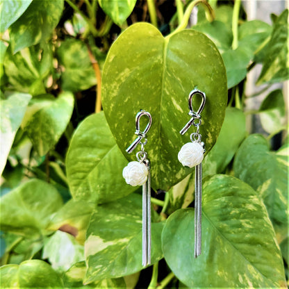 Silver Rose Bead Dangler Silver Earrings Ear Rings Earrings party Trincket Jewellry Jewelry Jewellery