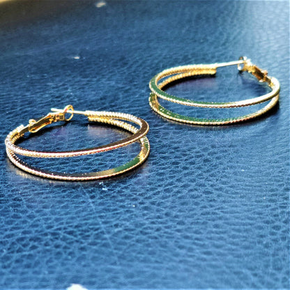 Golden Hoops Double Circle Earrings antitarnish casuals Ear Rings Earrings party Trincket Jewellry Jewelry Jewellery