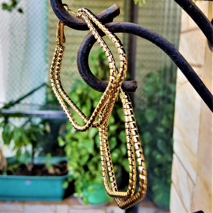 Golden Hoops Double Diamond Earrings antitarnish casuals Ear Rings Earrings party Trincket Jewellry Jewelry Jewellery