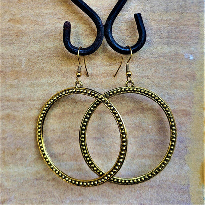 Antique Golden pair of Earrings Circle Style 4 Earrings casuals Ear Rings Earrings office party Trincket Jewellry Jewelry Jewellery