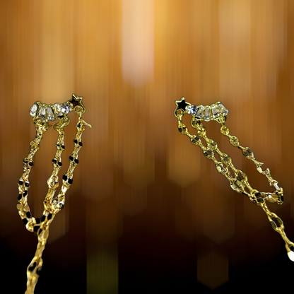 Stone and Chain Star & Heart Earrings Gold Earrings Ear Rings Earrings party Trincket Jewellry Jewelry Jewellery