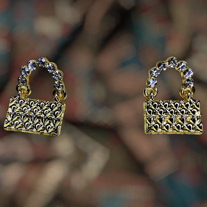 Clutch Shaped Earrings Gold Earrings casuals Ear Rings Earrings office party Trincket Jewellry Jewelry Jewellery