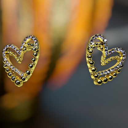 Twin Heart Earrings Gold Earrings casuals Ear Rings Earrings office party Trincket Jewellry Jewelry Jewellery