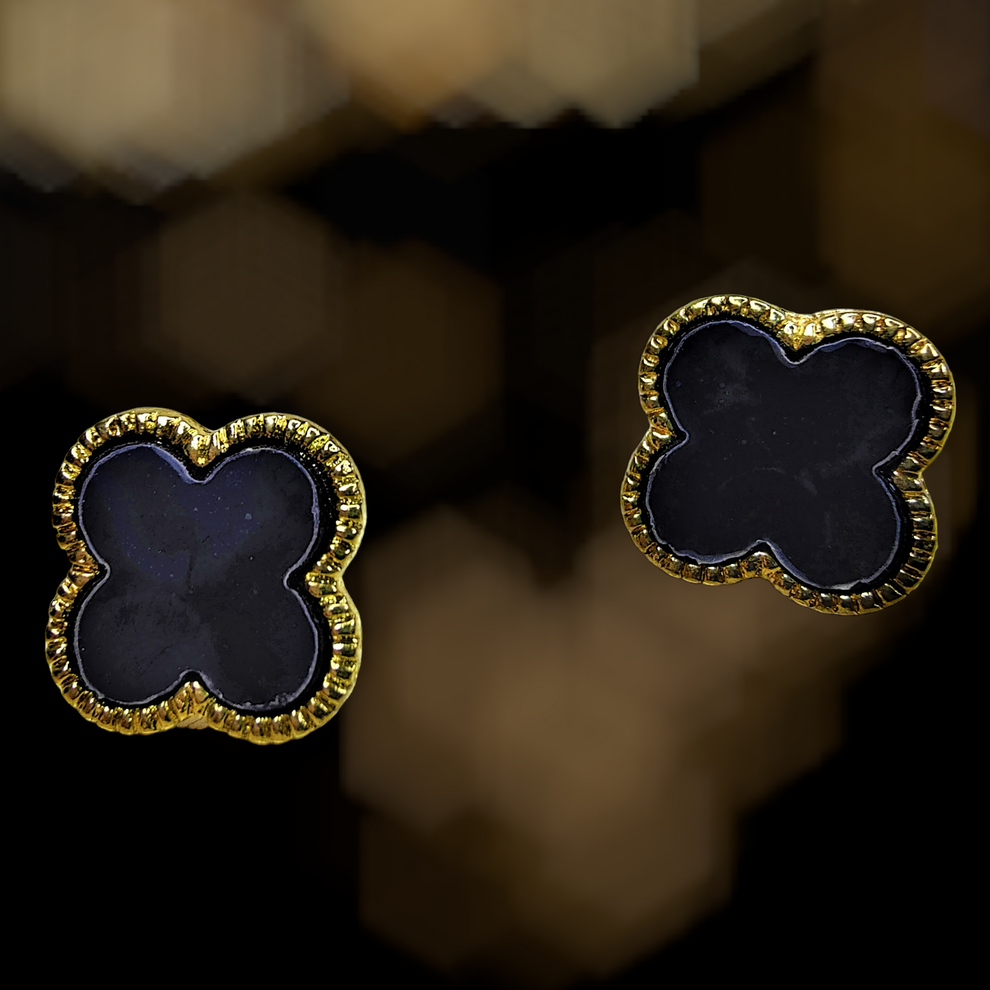 4 Petal Black Tops Earrings casuals Ear Rings Earrings ethnic office party Trincket Jewellry Jewelry Jewellery