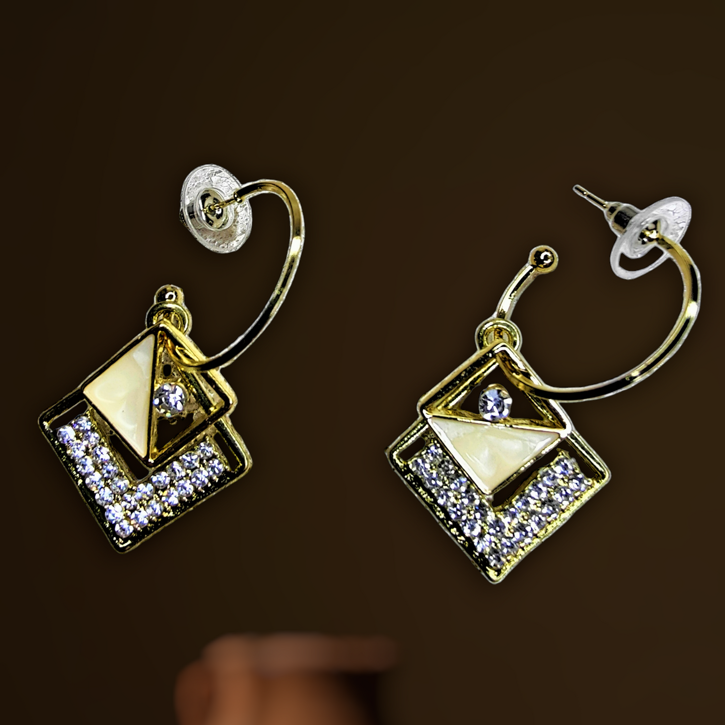 Twin Diamond Shape Hangings Earrings Ear Rings Earrings ethnic party Trincket Jewellry Jewelry Jewellery