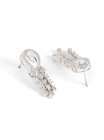 Statement Elegance Silver Plated Fancy Necklace and Drop Earrings Jewellery Set